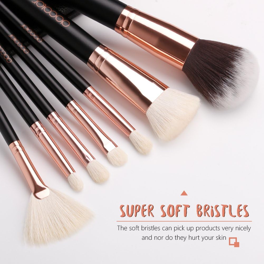 Makeup Brushes 15Pcs Professional Makeup Brush Set with Travel Bag Powder Foundation Concealers Eyeshadow Eyeliner Blending Lip Brush Tools Rose Gold Gift Choice